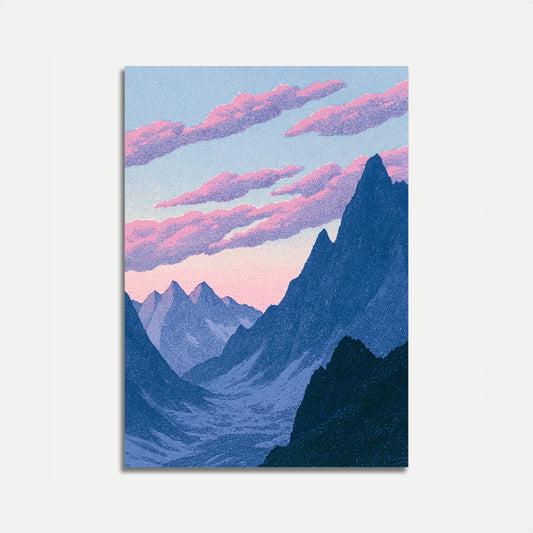 Alpine Bjerge ved Solnedgang Plakat