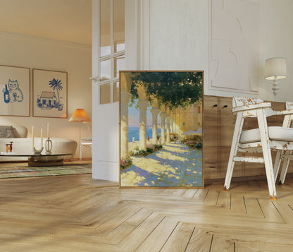 Middelhavet Kyst Colonnade Plakat