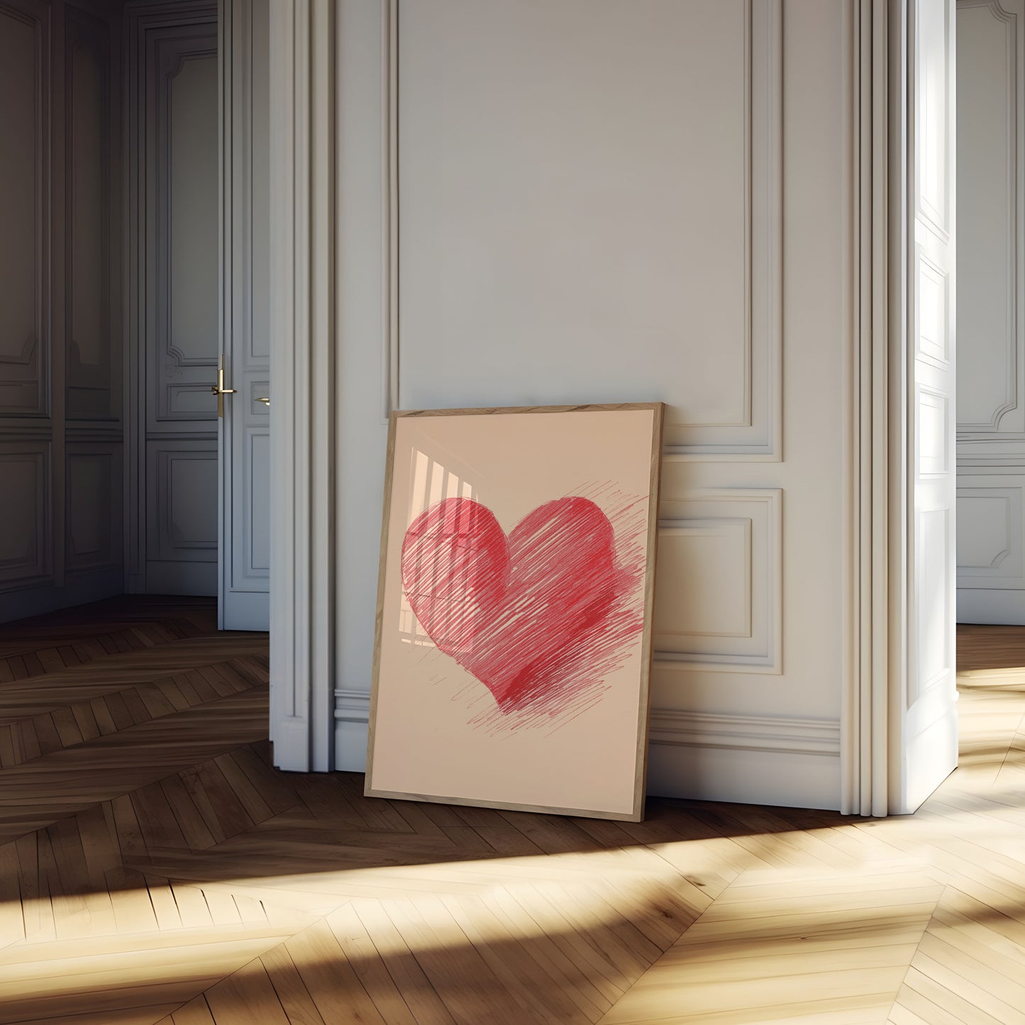 Póster de Emoción con Corazón Rojo Dibujado