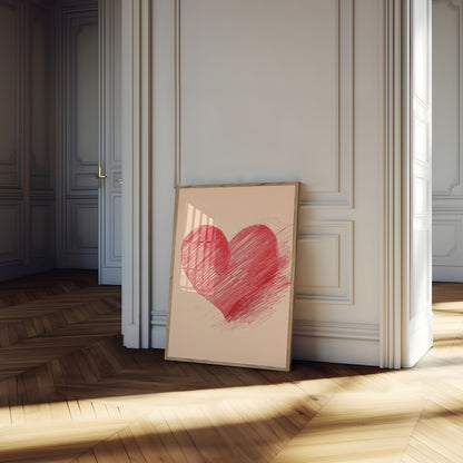 Póster de Emoción con Corazón Rojo Dibujado