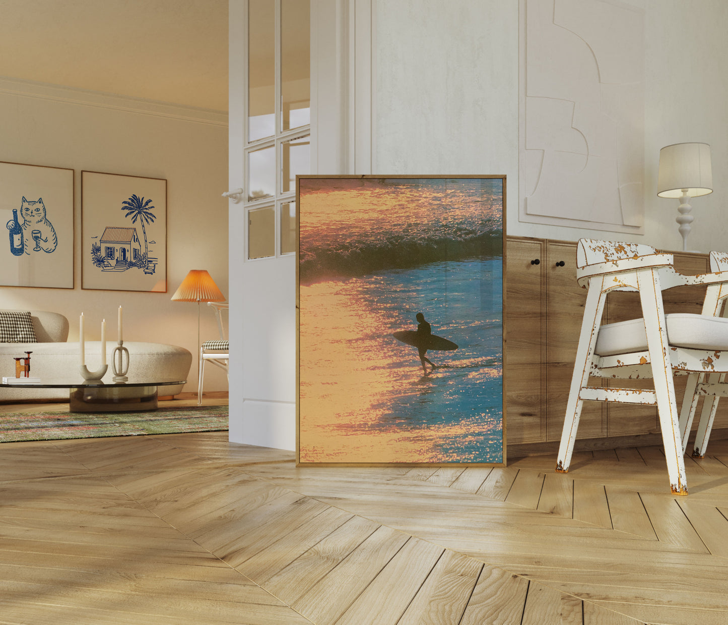 Surfer bei Golden Hour Poster
