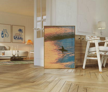 Surfer bei Golden Hour Poster