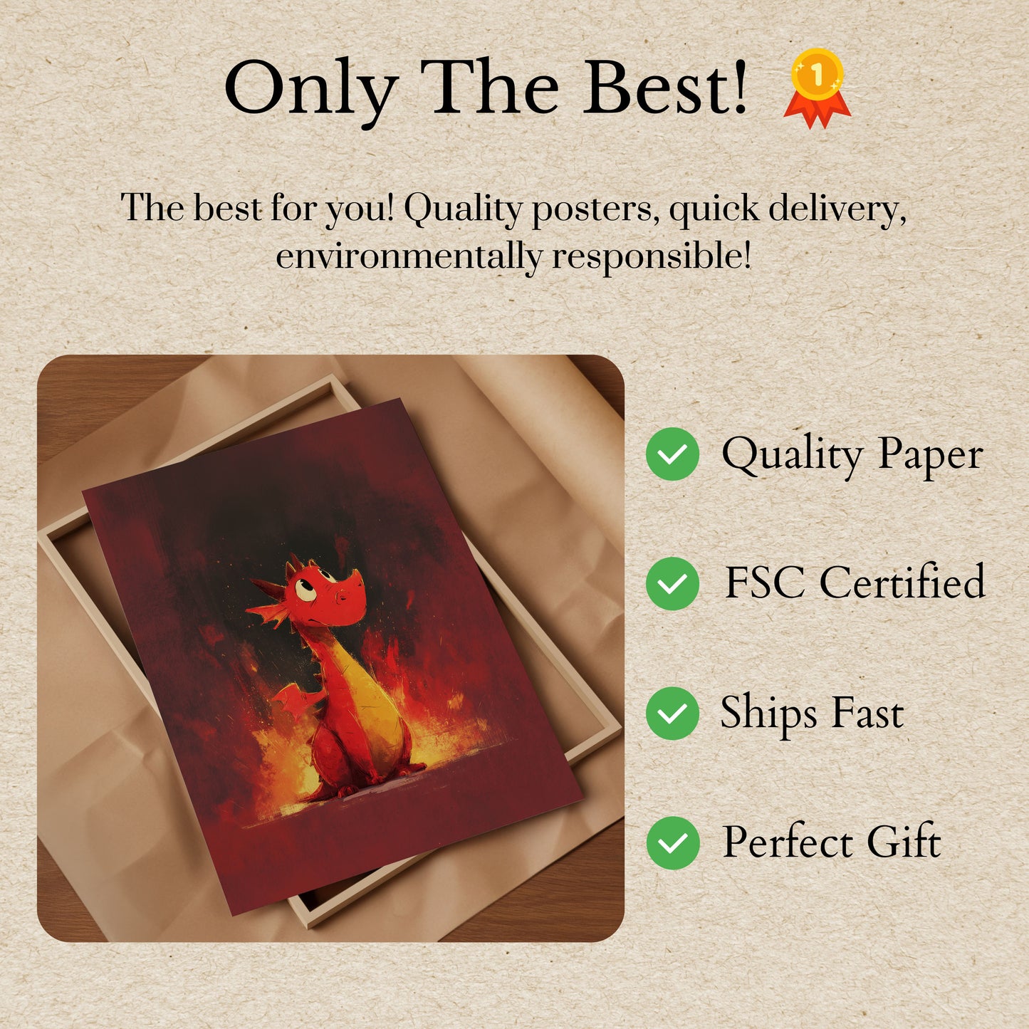 Fiery Dragon Flame Guardian Poster