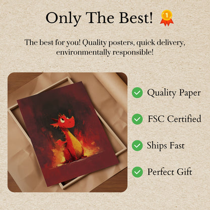 Fiery Dragon Flame Guardian Poster