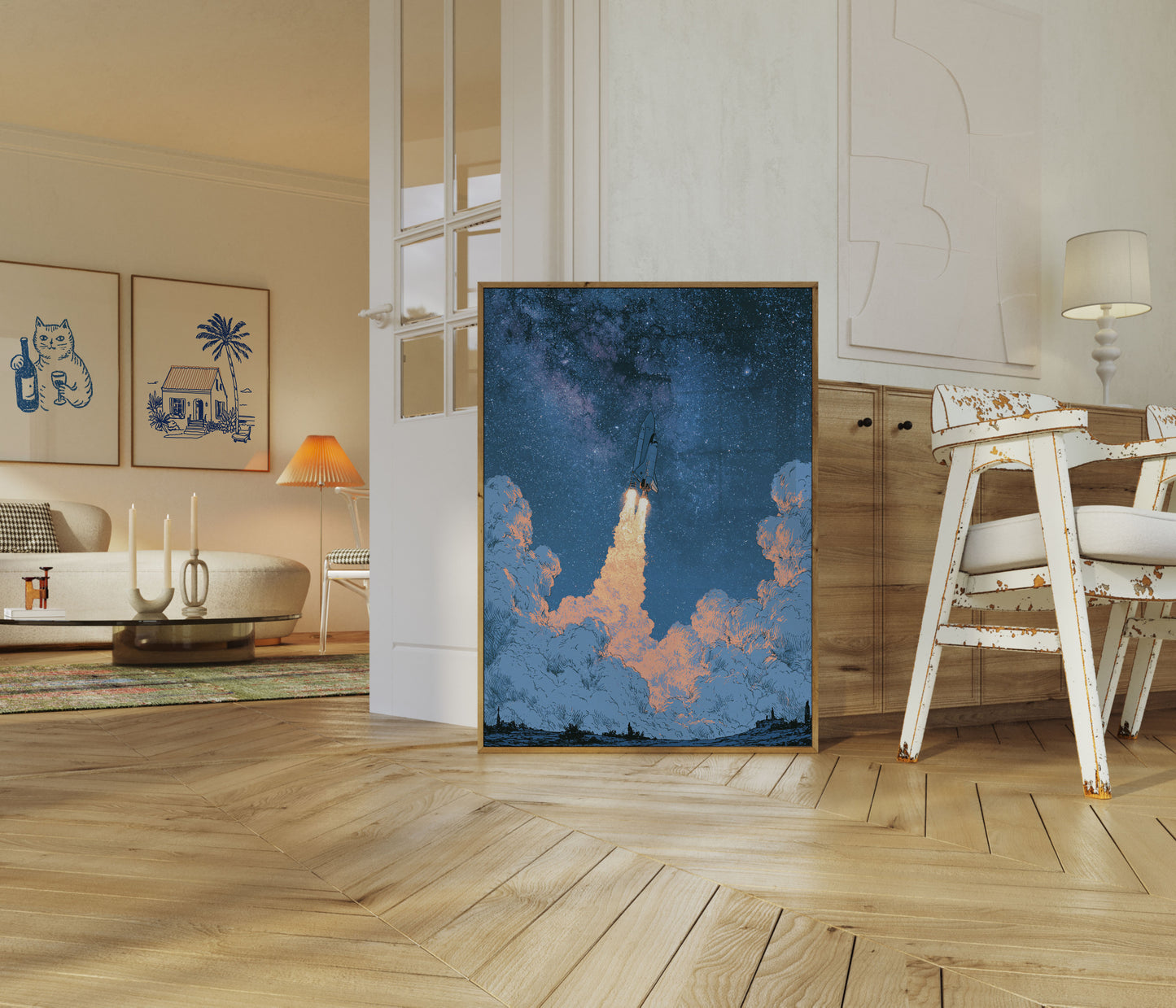 Space Shuttle Launch Night Poster