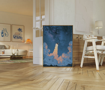 Space Shuttle Launch Night Poster