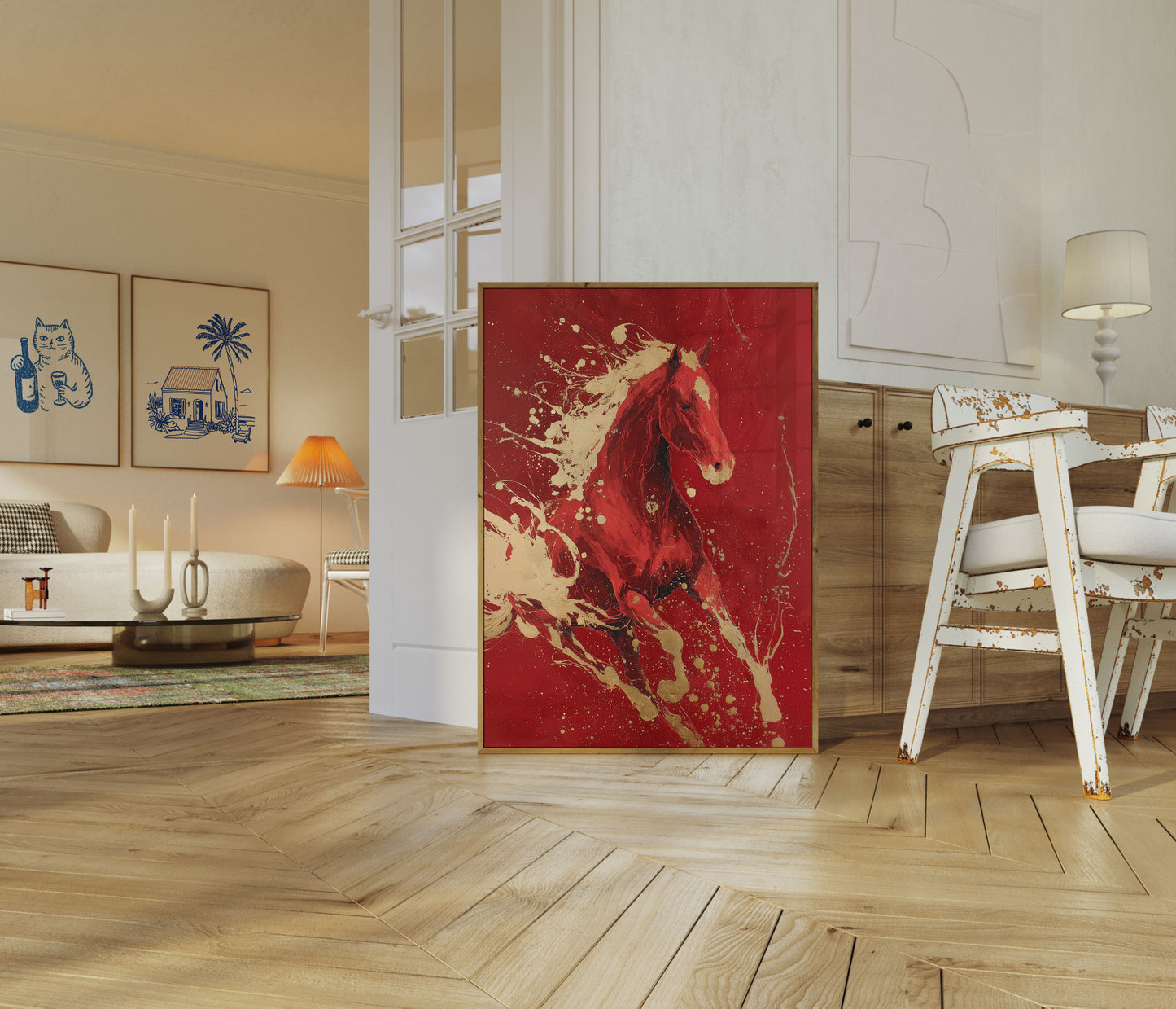 Crimson Stallion Splash Poster