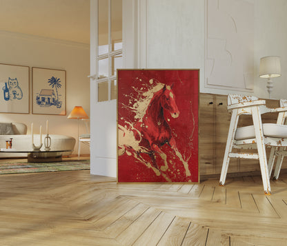 Crimson Stallion Splash Poster
