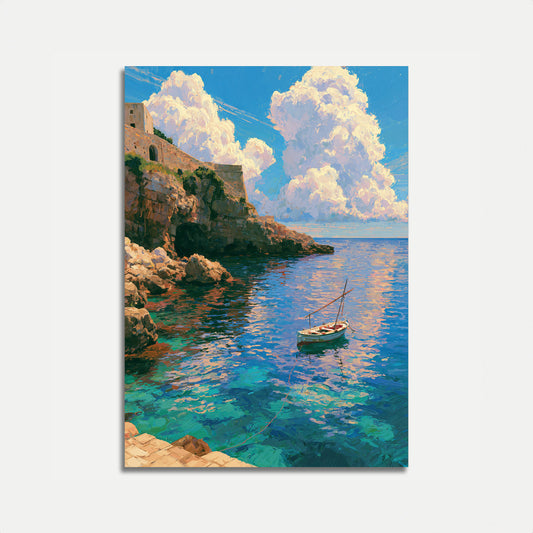 Affiche : Village côtier méditerranéen