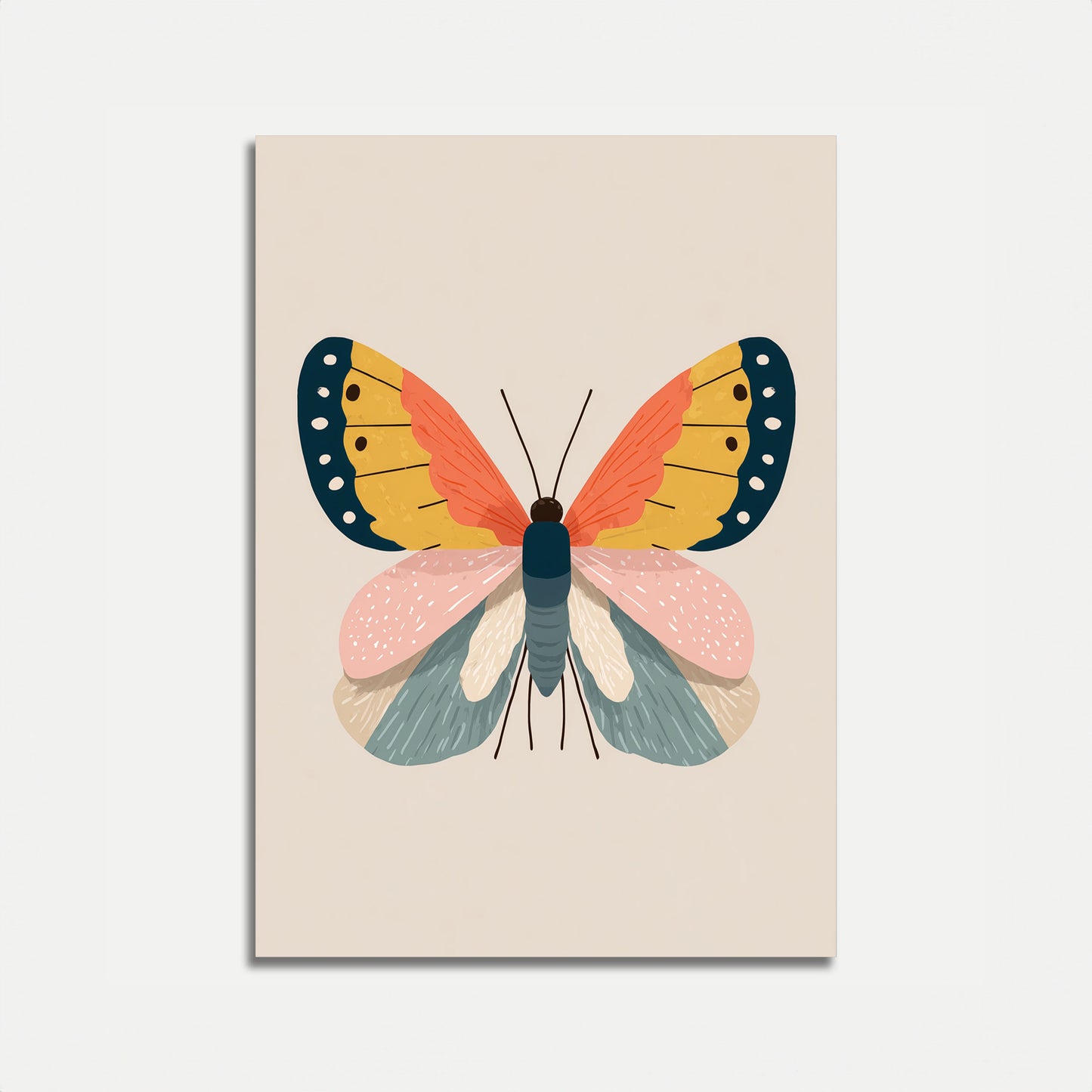 Póster de simetría de mariposas coloridas