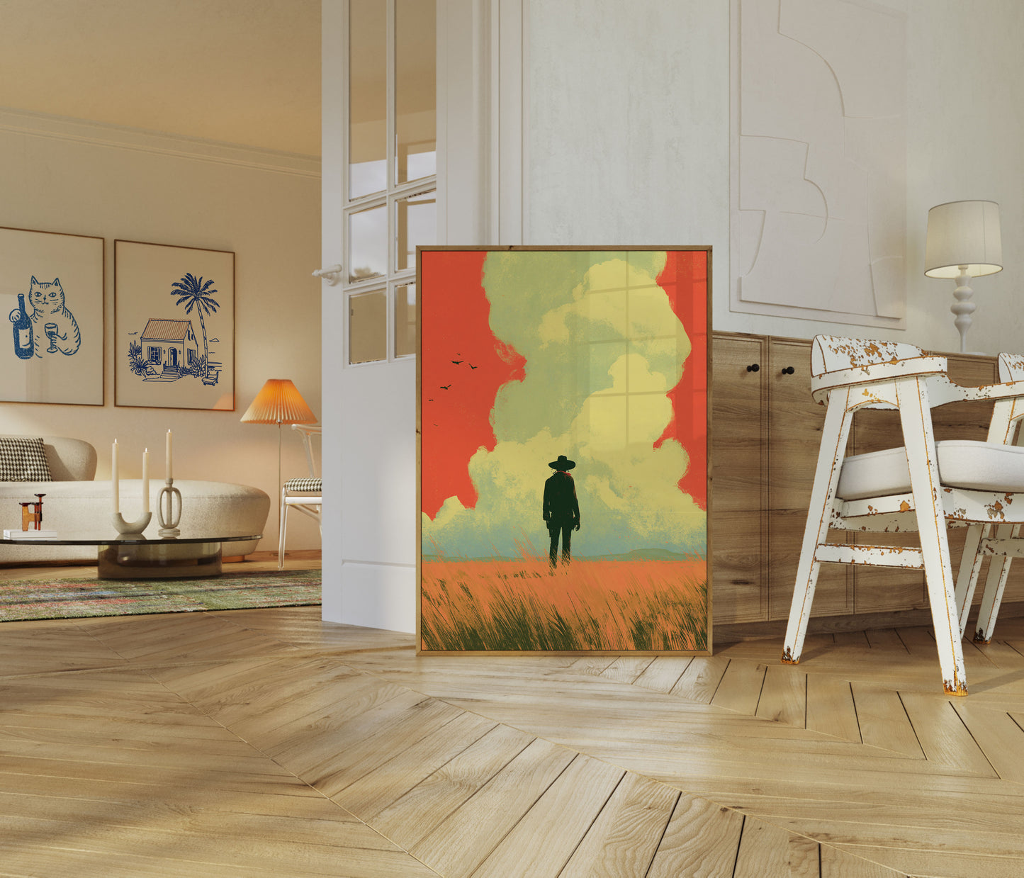 Solitary Cowboy in the Desert Poster