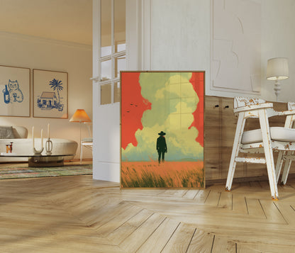 Solitary Cowboy in the Desert Poster