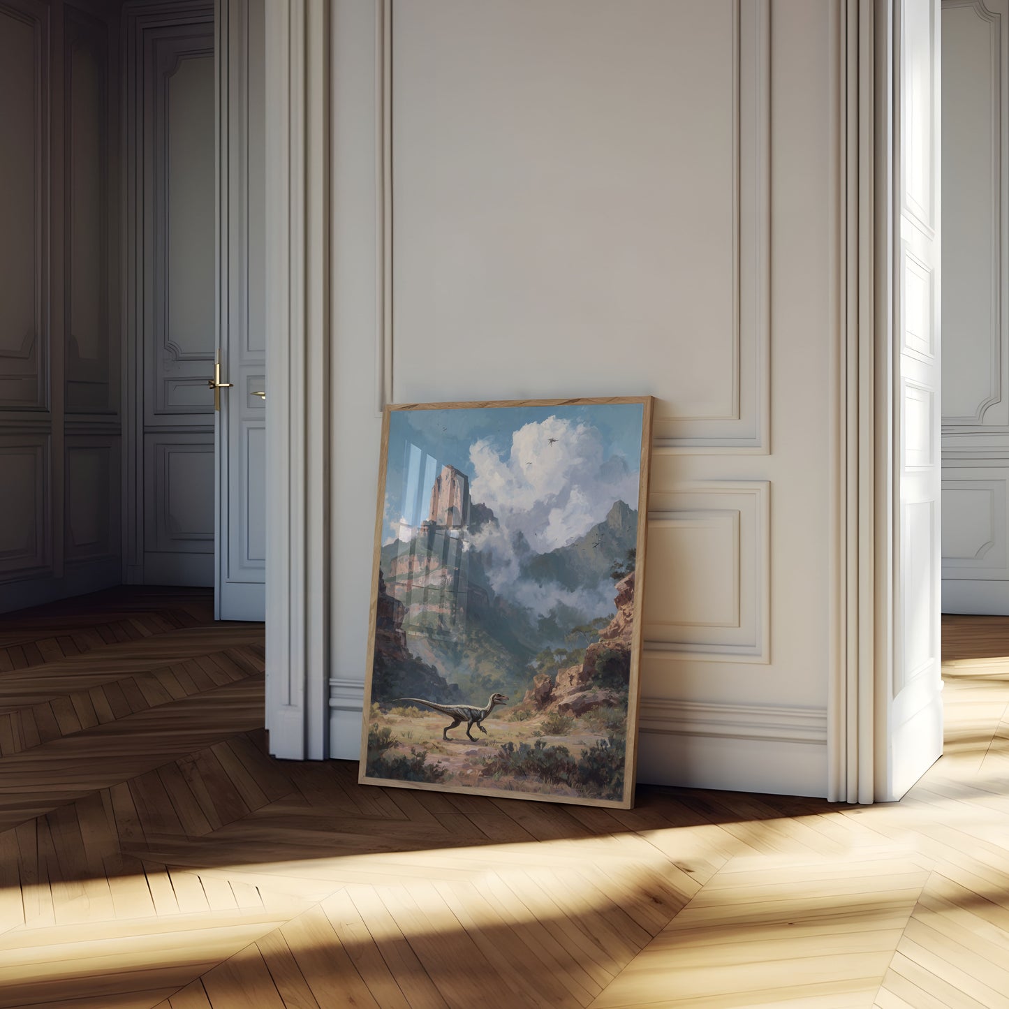 Póster del Velociraptor de la naturaleza primigenia