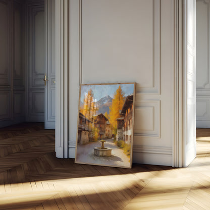 Pôster Aldeia Alpina Montanhas de Outono