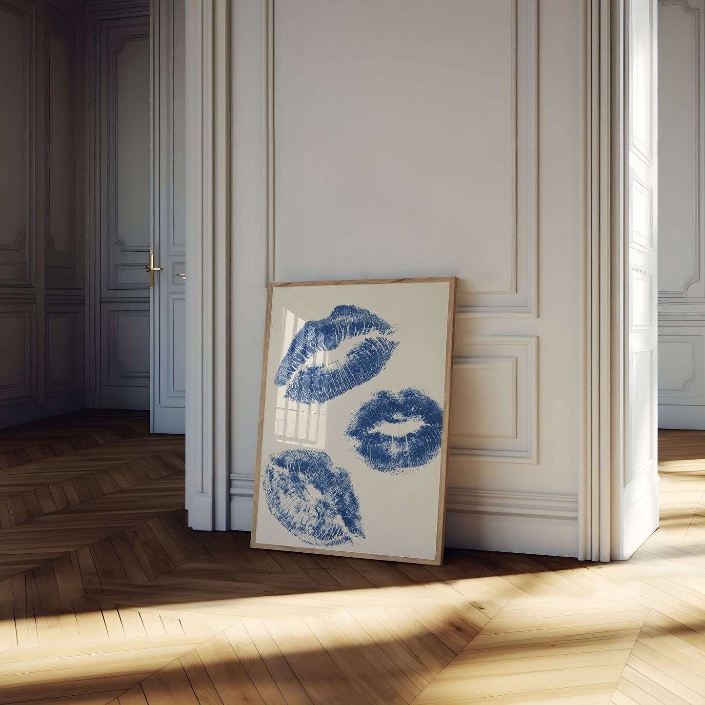 Blue Kisses Romantic Art Poster