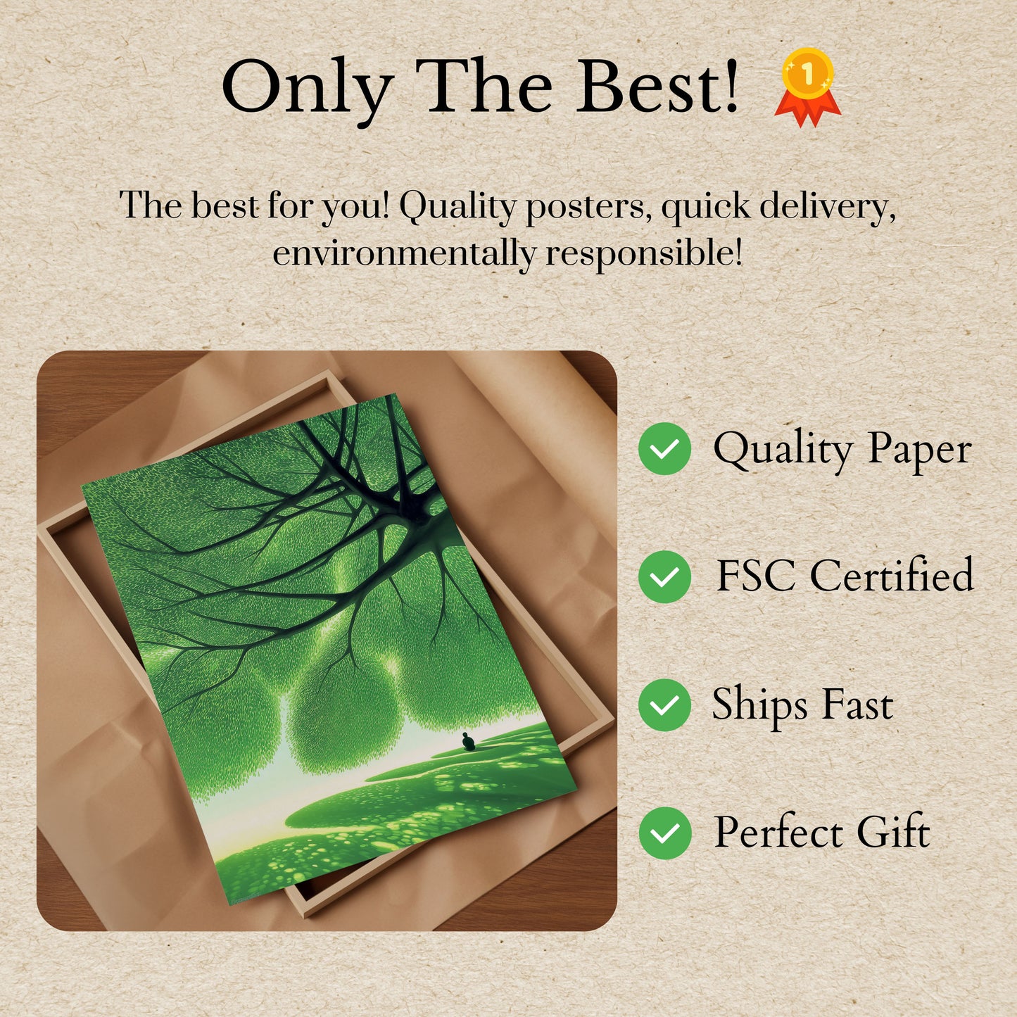 Contemplatieve Groene Boom Poster