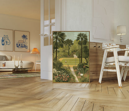 Tropical Tennis Garden Poster