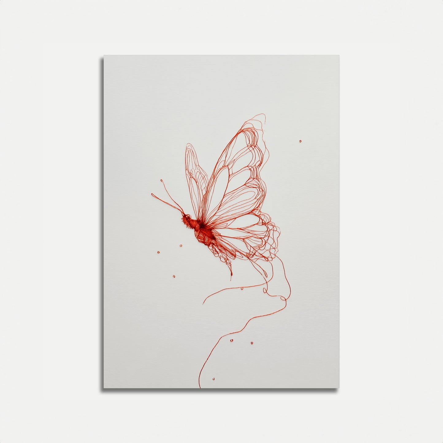 Póster de mariposa roja delicada