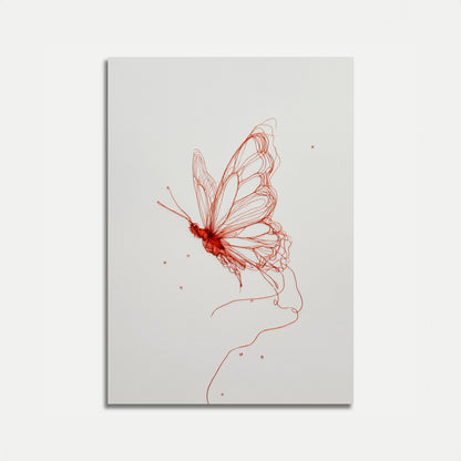 Póster de mariposa roja delicada