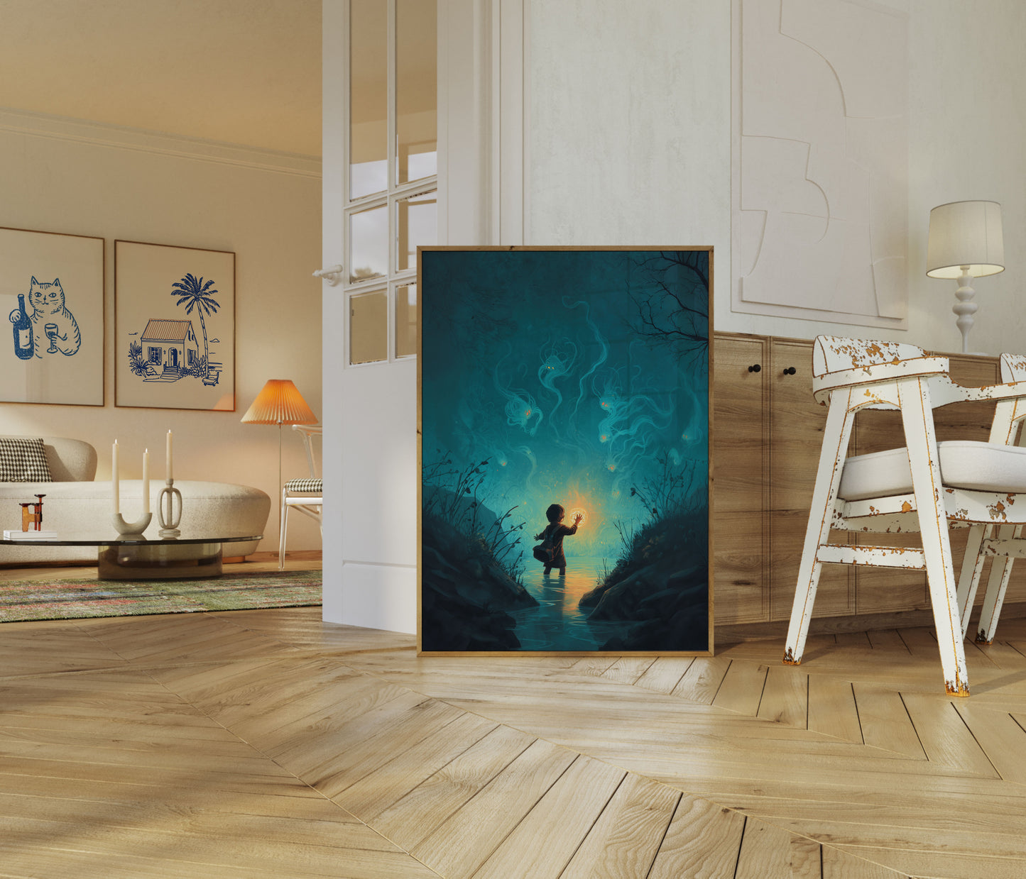 Child Discovering Magic in Water Poster