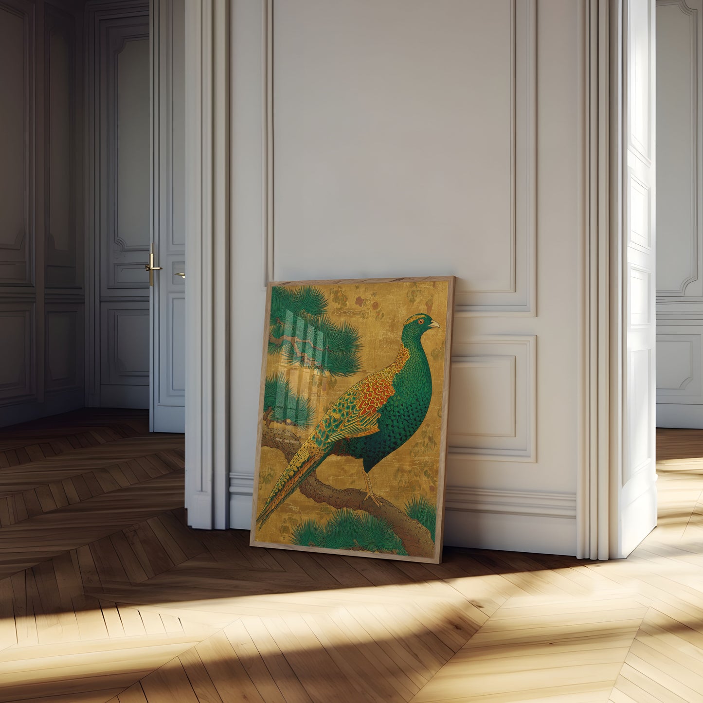 Faisan Vert sur Affiche Or