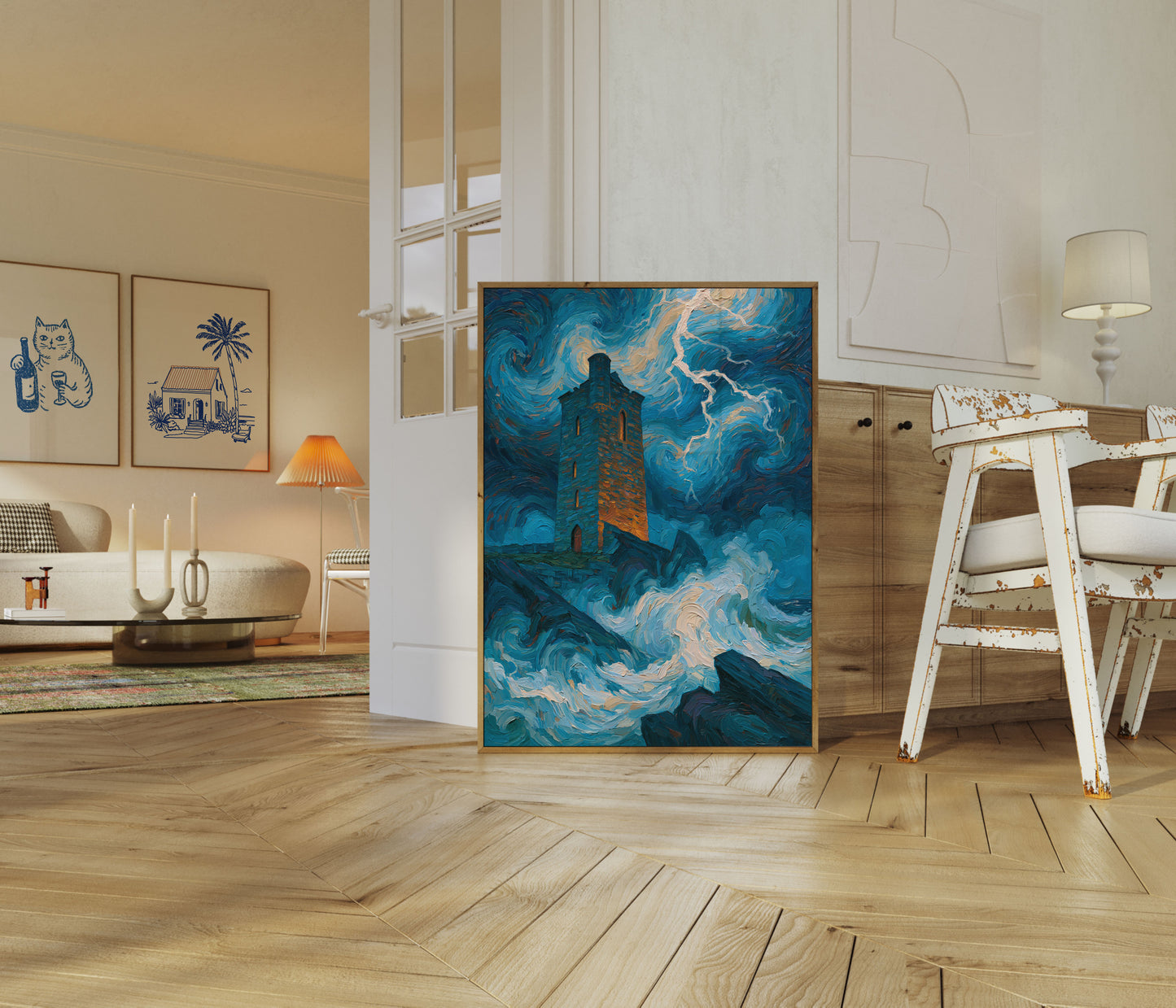 Stürmische Nacht Leuchtturm Poster