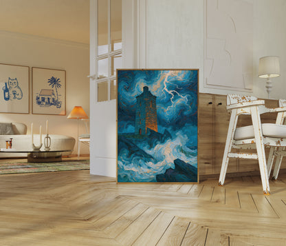 Stürmische Nacht Leuchtturm Poster