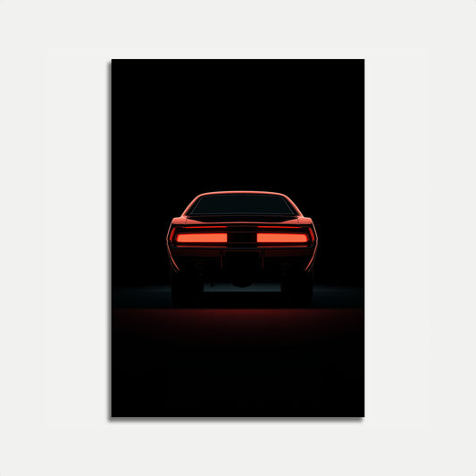 Red Muscle Car Silhouette Poster