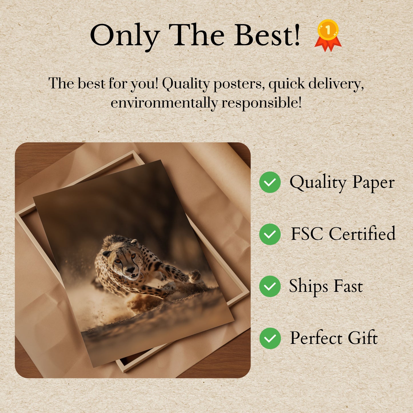 Póster de la carrera feroz del guepardo