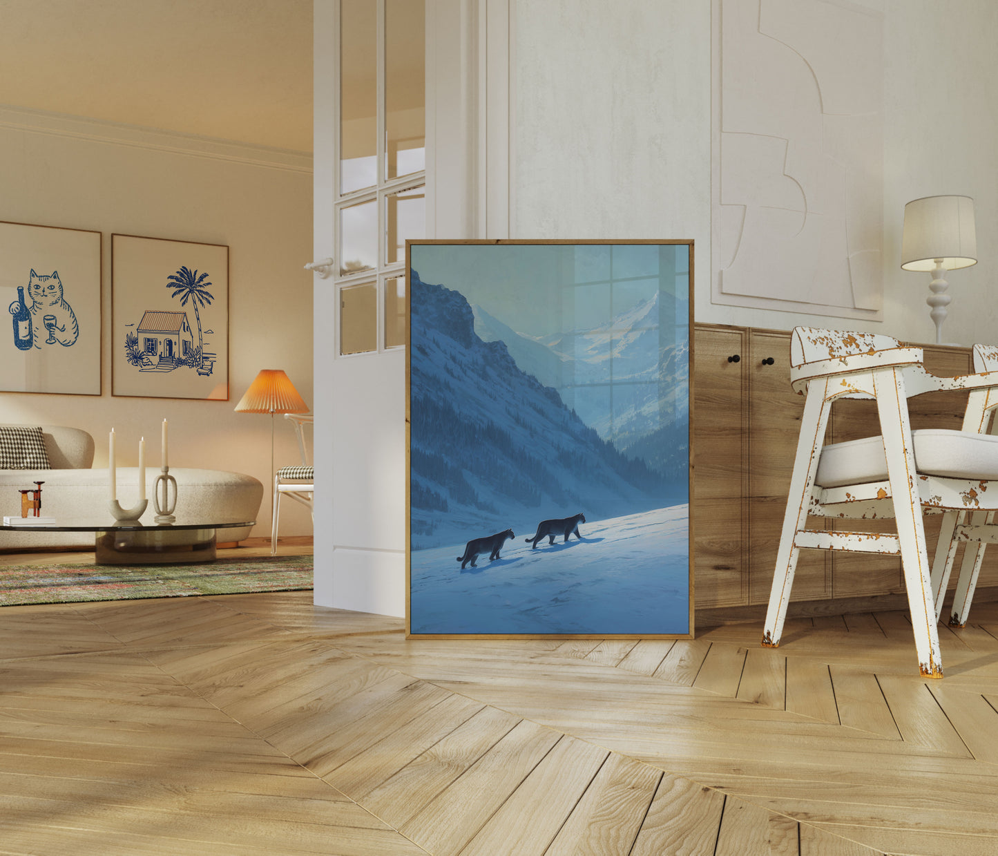 Bergløver i Alpin Snø Plakat