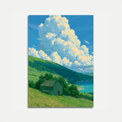 Poster Cottage Valle Lago Montagna