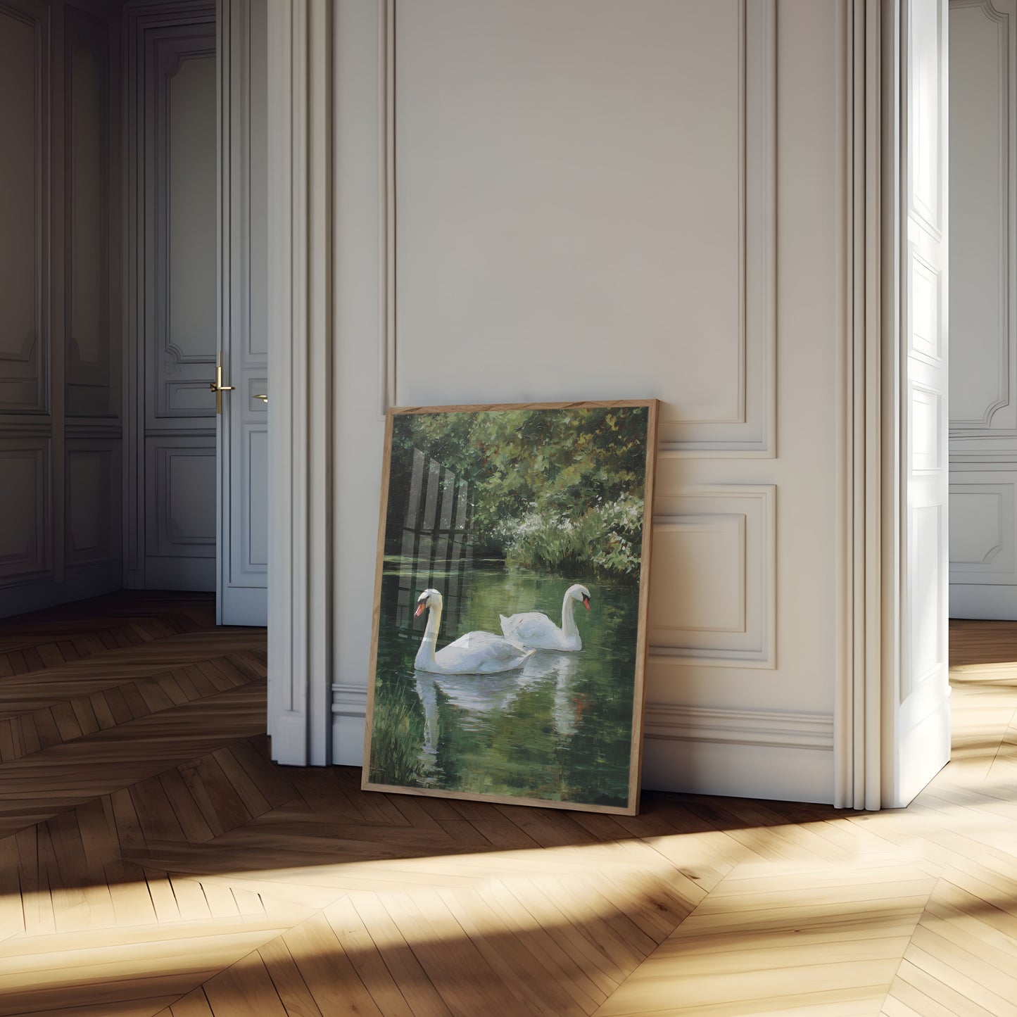 Elegant Swans Lake Scene Poster