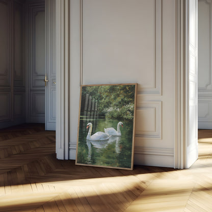 Elegant Swans Lake Scene Poster