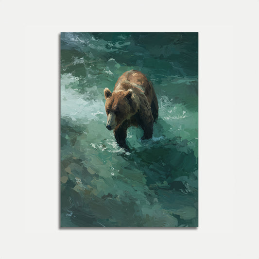 Brown Bear Swimming in Water Poster