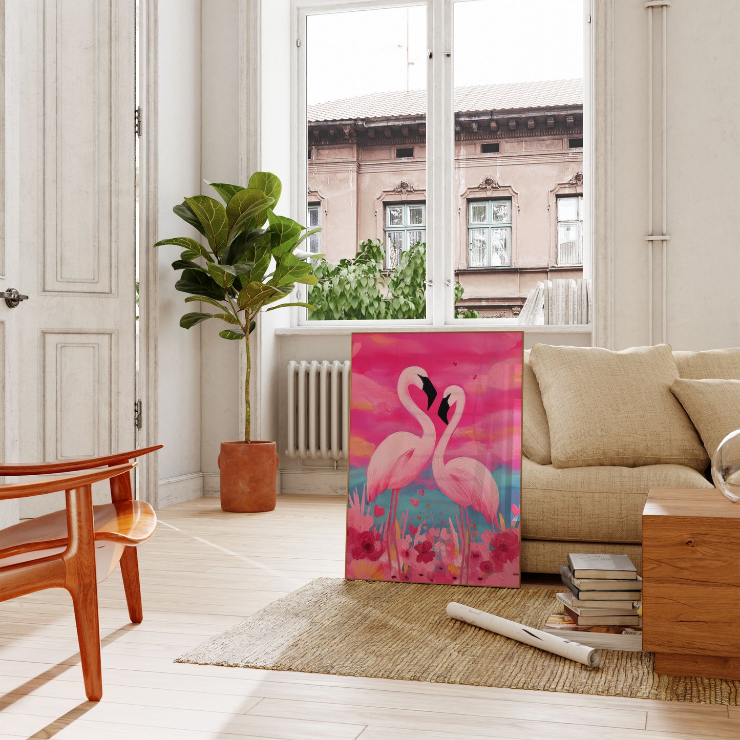 Romantic Flamingo Love Poster