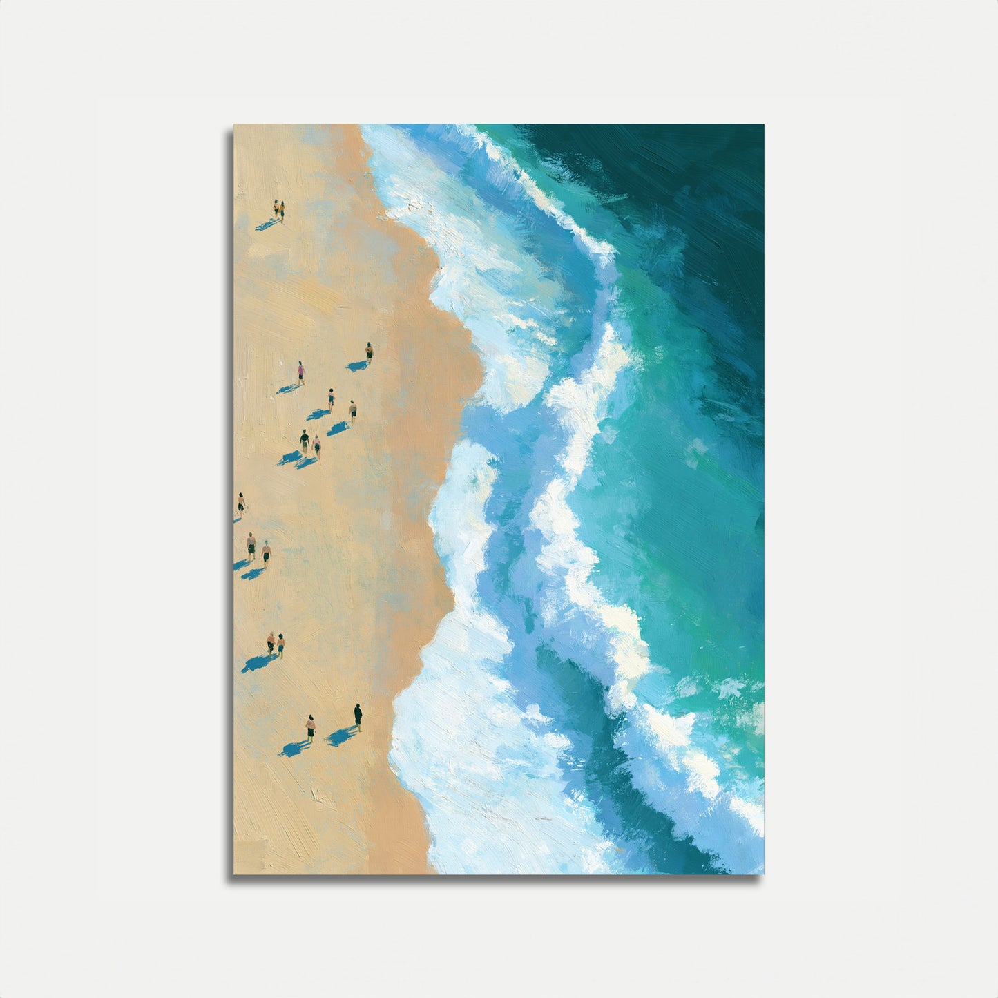 Aerial Beach Surfers Poster