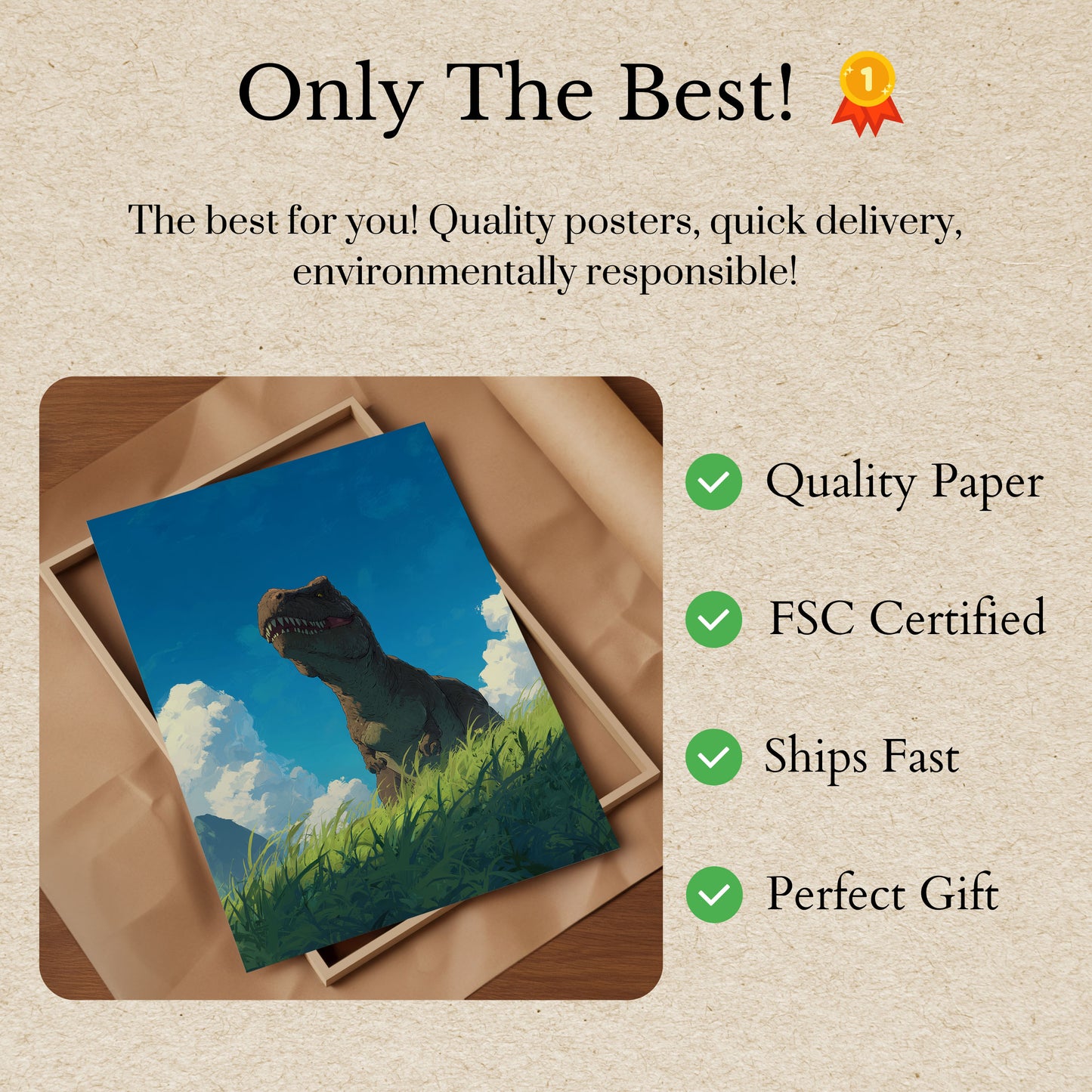 Póster de paisaje de depredador prehistórico