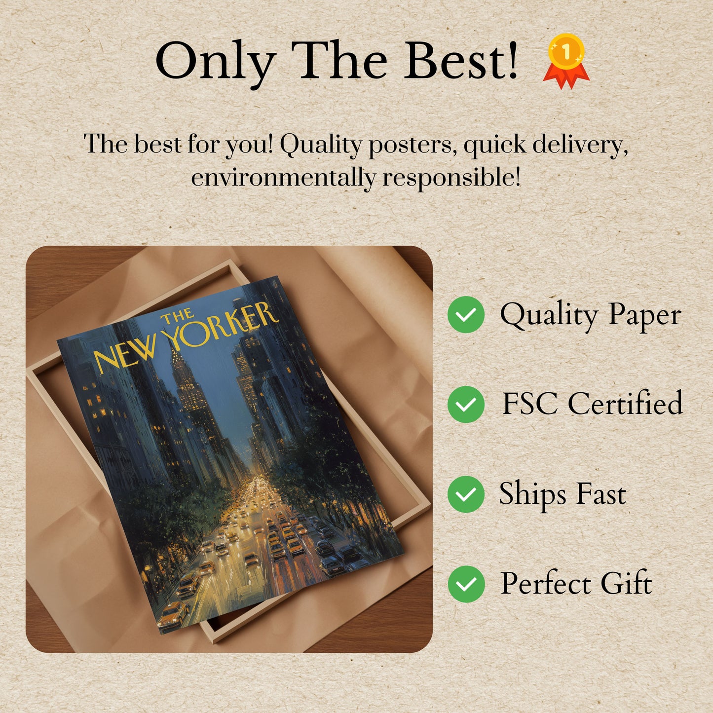 New York City Twilight Traffic Poster