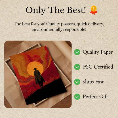 Lone Rider Sunset Poster