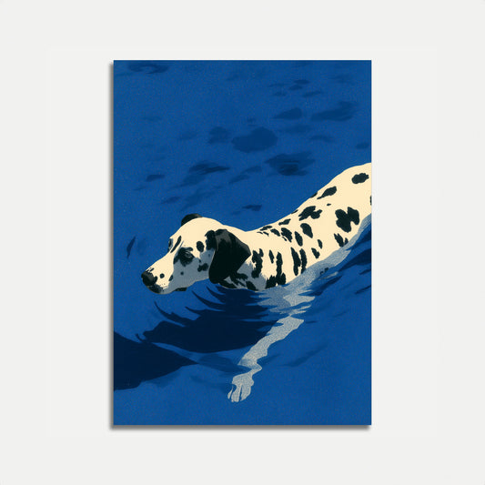 Dalmatian Swimming Blue Poster