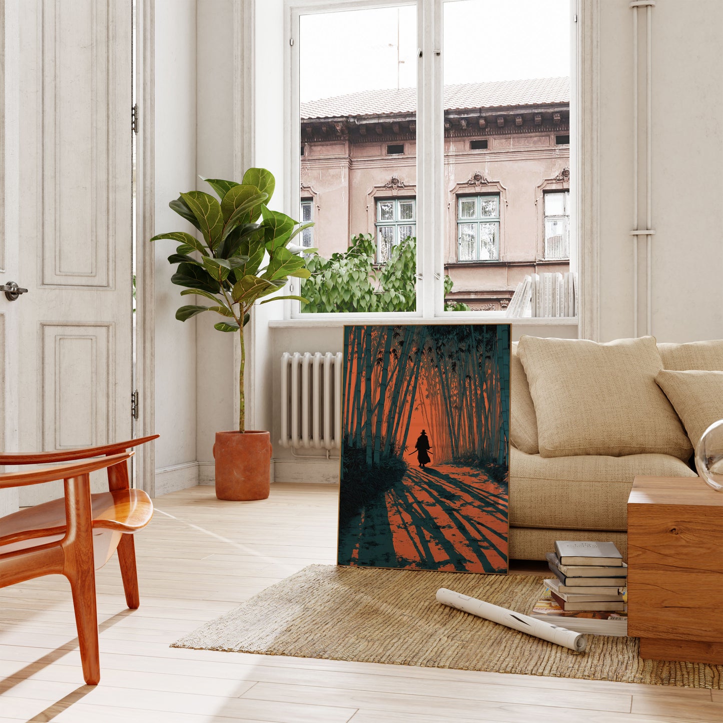 Samurai in Bamboo Forest Poster