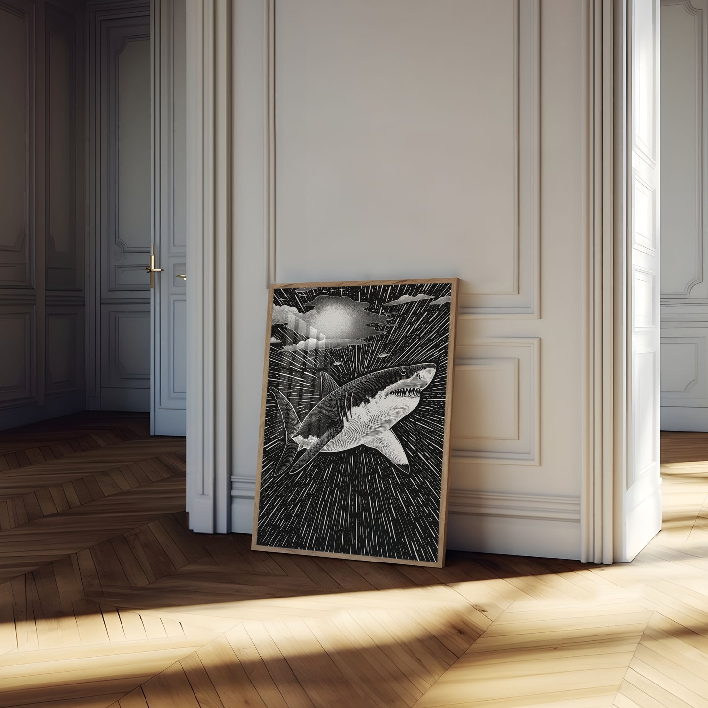 Cosmic Shark Space Voyage Poster