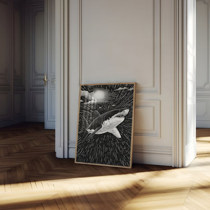 Cosmic Shark Space Voyage Poster