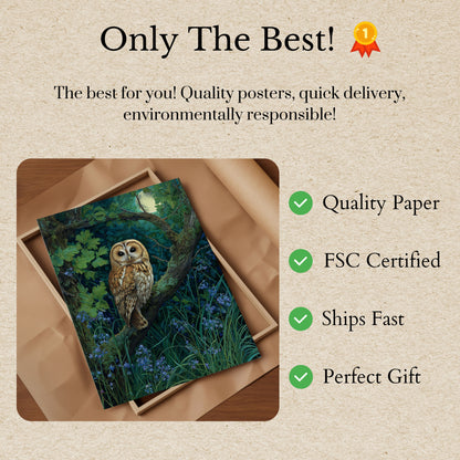 Moonlit Owl Forest Poster