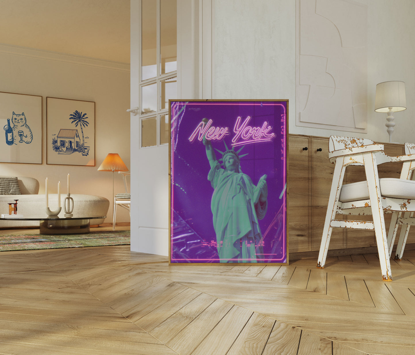 New York Liberty Neon Poster