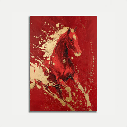 Crimson Stallion Splash Poster