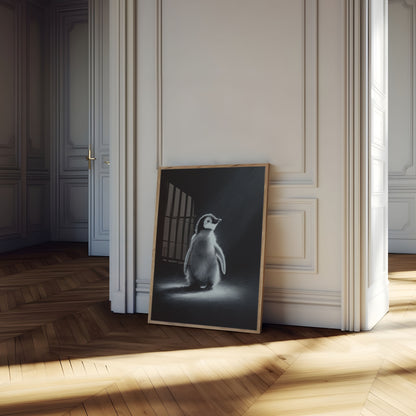 Lonely Penguin Black & White Poster