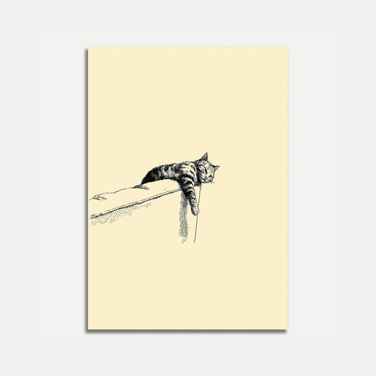 Katze hängt von Ast ab Poster