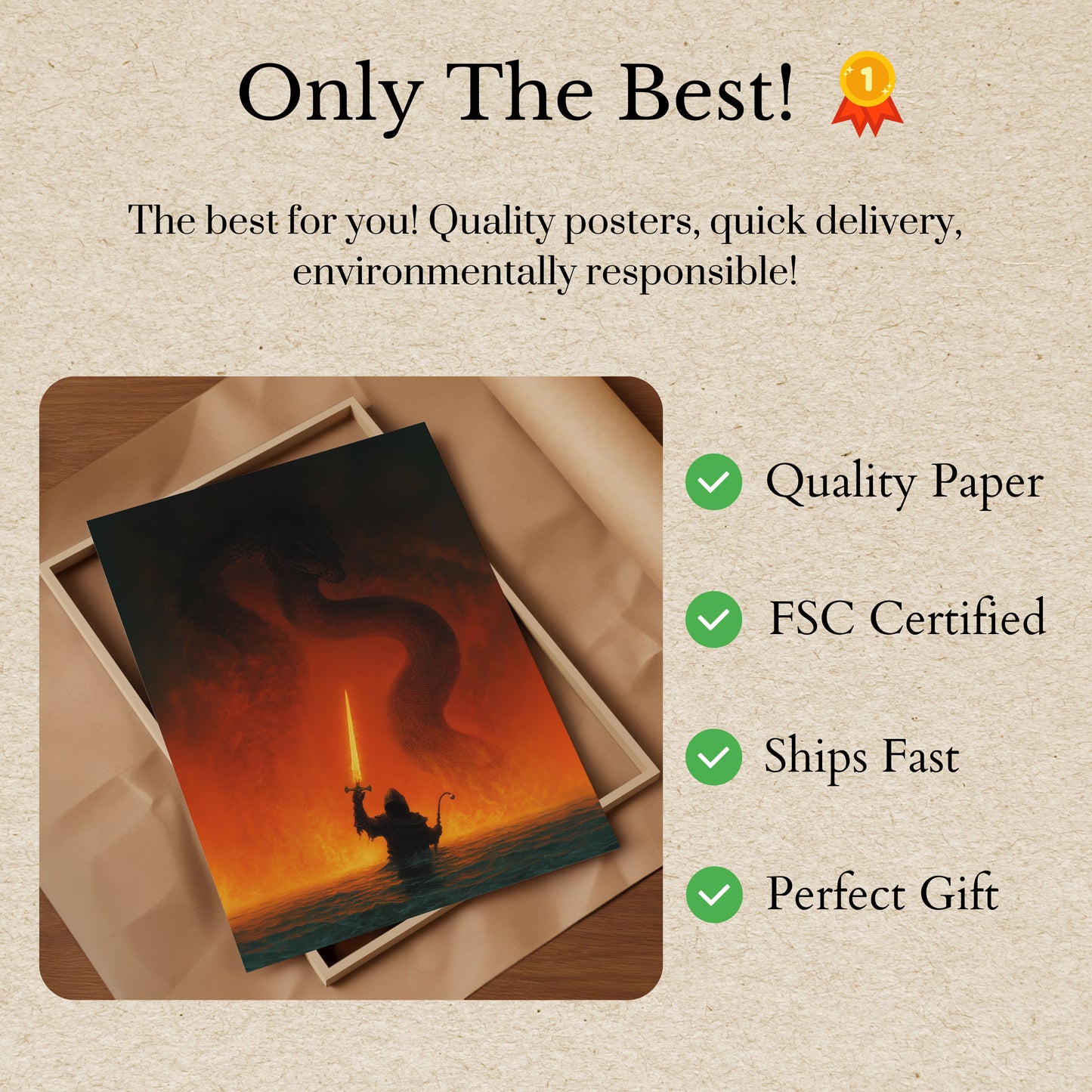 Warrior Dragon Battle Poster