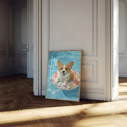 Summer Corgi Pool Float Poster